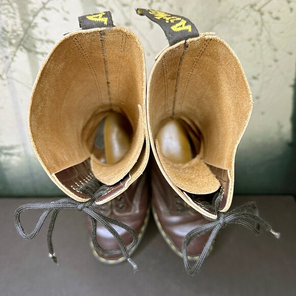 Dr. Martens 20 Eye Boots MADE IN ENGLAND Plum Tall Docs US 8 UK 6 RARE Vintage - Picture 11 of 12